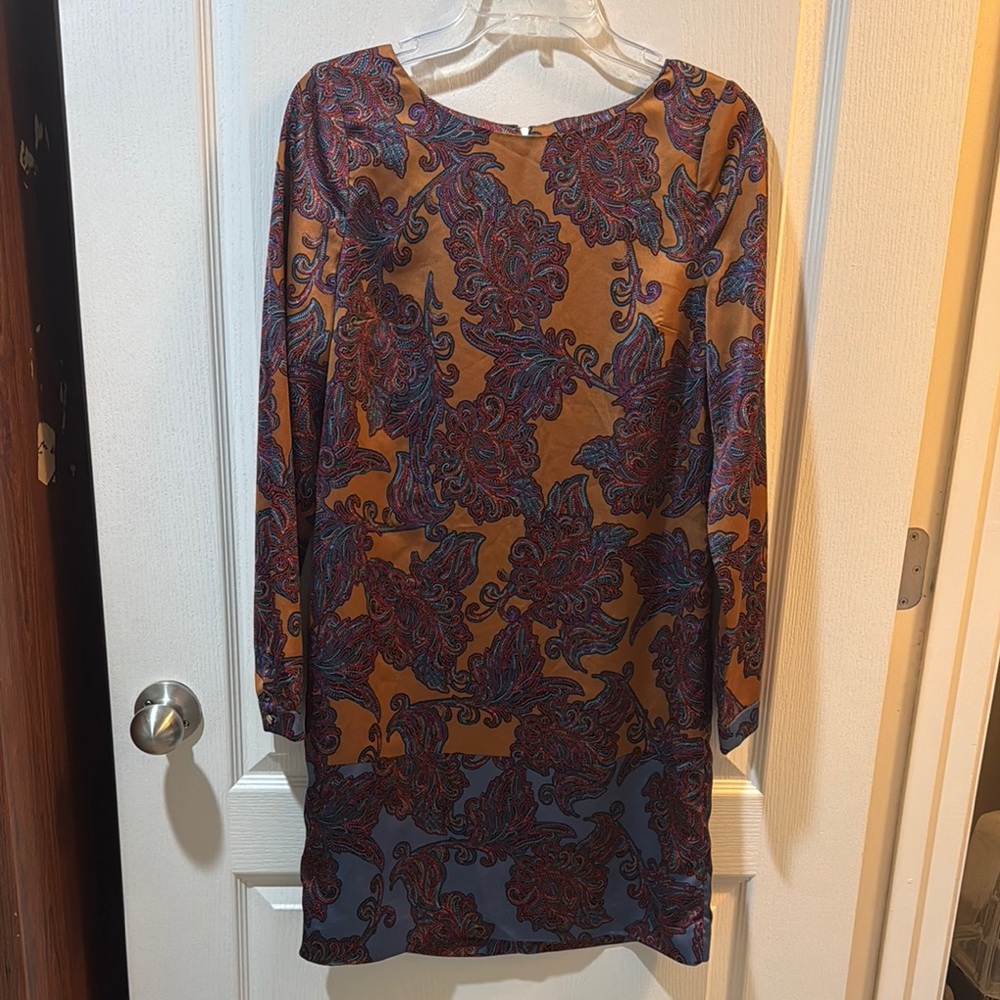Bronze Paisley Long Sleeve Dress